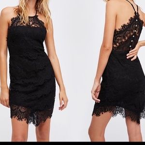 Free People LBD Black Crochet Lace Dress